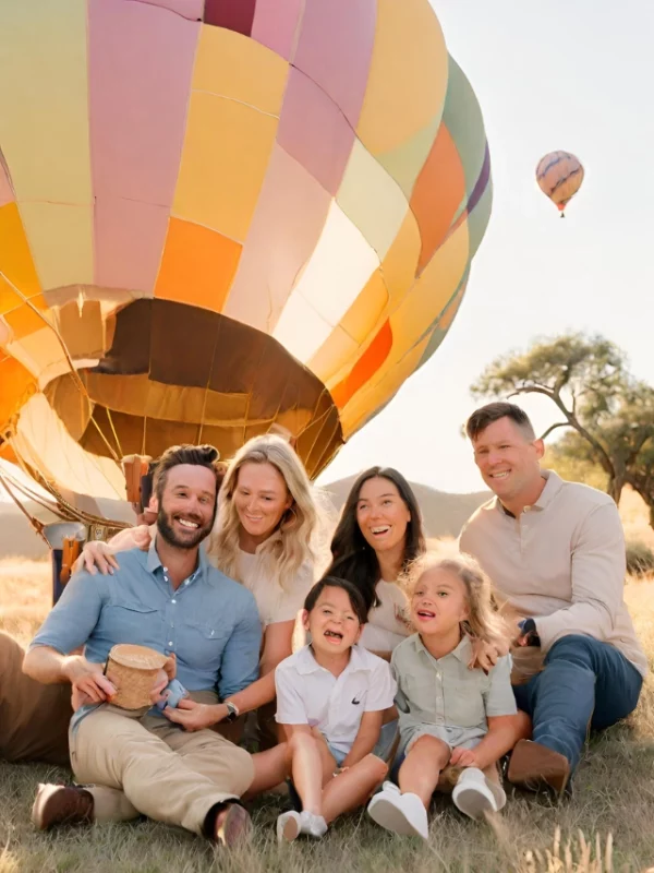 Family safari experiencing hot air balloon in Serengeti National Park and Tarangire National Park