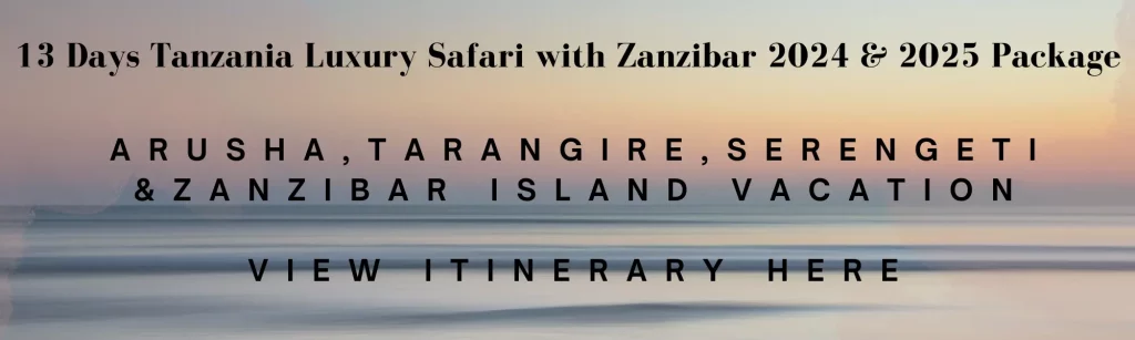 13 Days Tanzania Luxury Safari with Zanzibar 2024 & 2025 Package 