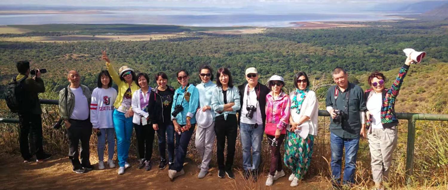 A group of friends together on safari in Tanzania