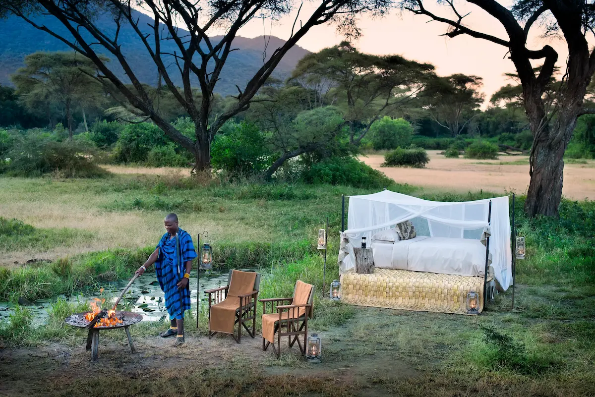 Star-bed sleep-out under the stars at Lake Manyara, Tanzania