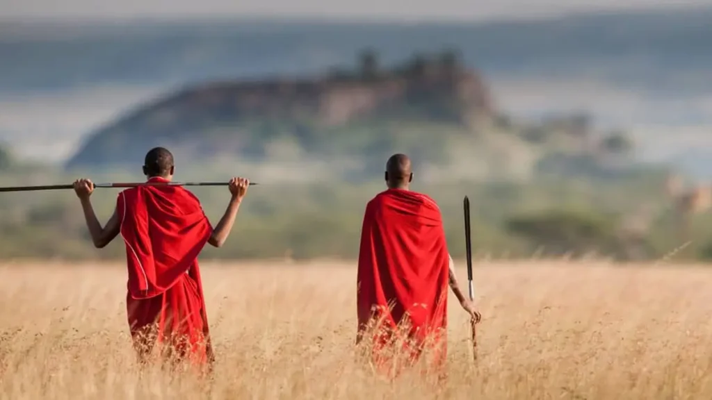 Maasai Warriors in Serengeti National Park during the Migration Safari tours.