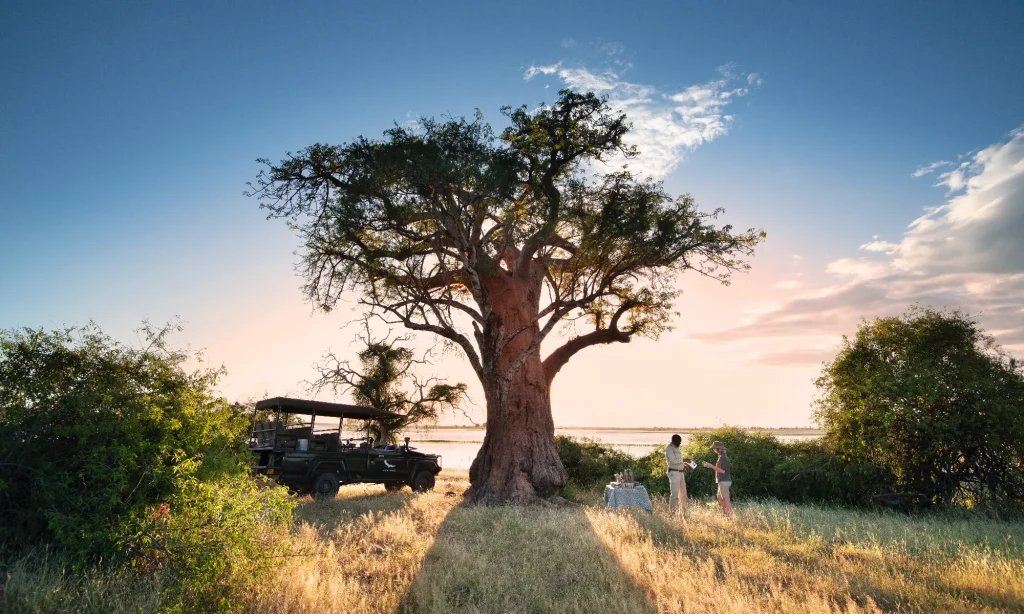 Guest enjoying a relaxing sundowner in Ruaha National Park 