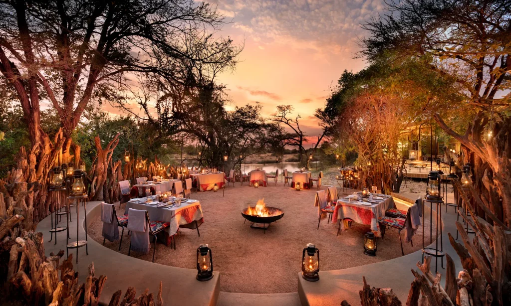 Outdoor Dinner Dining in Serengeti for perfect 2025 Tanzania Yoga & Wellness Safari Tour