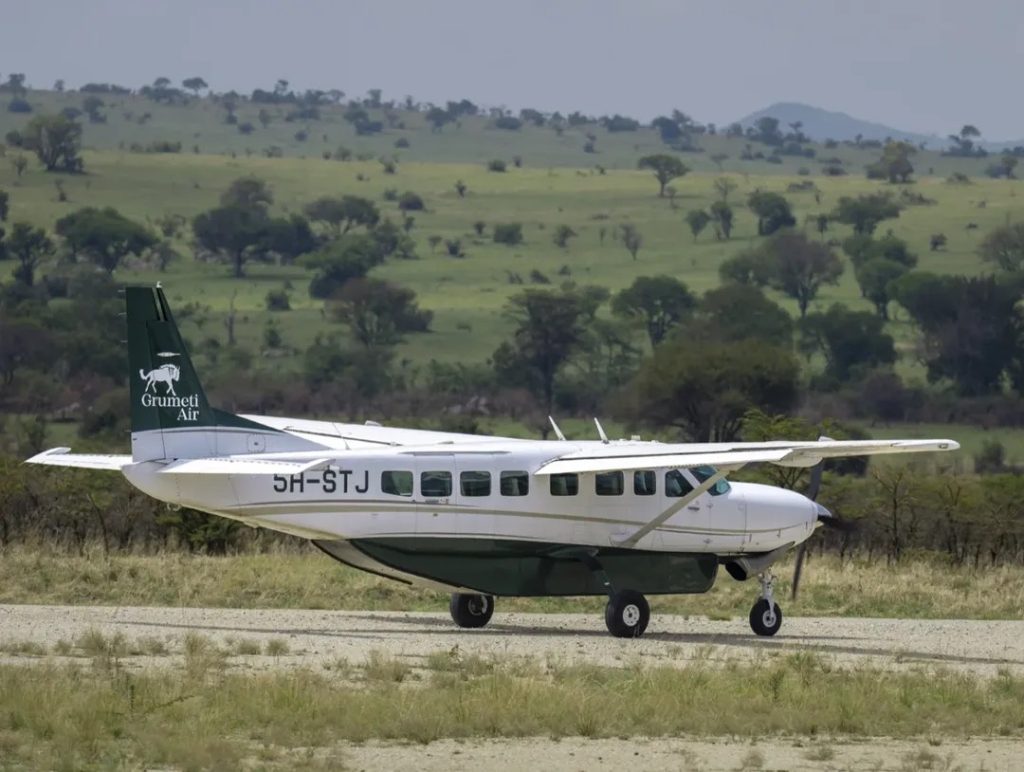 Scenic fly-in safari landing at Lamai Airstrip, Northern Serengeti National Park, Tanzania