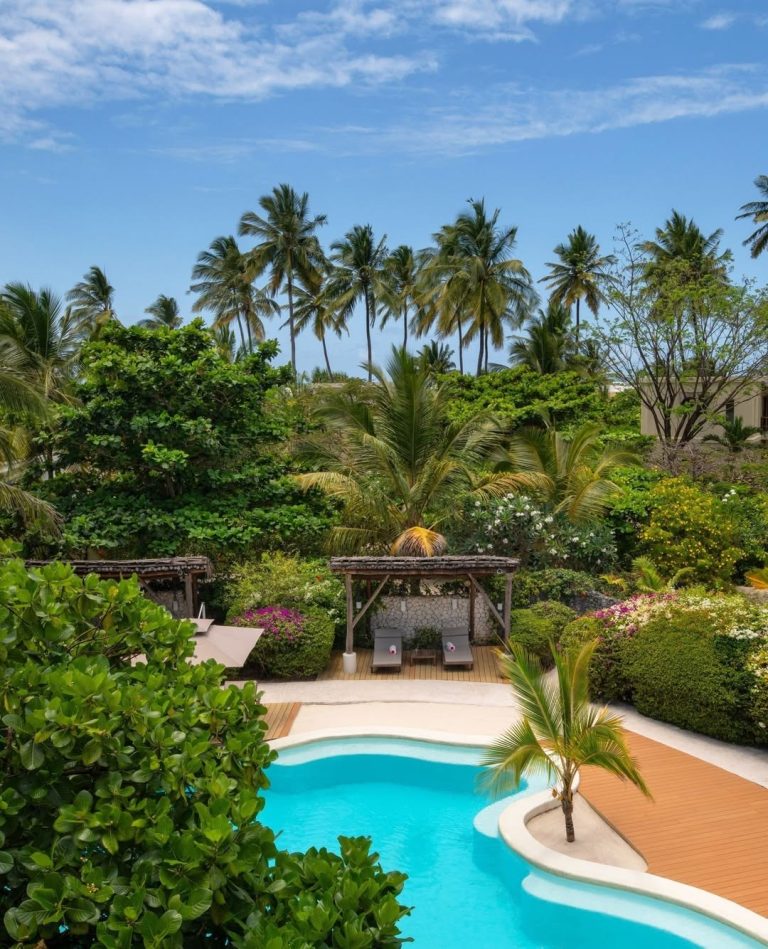 The garden at White Sand Luxury Villa Resort in Zanzibar