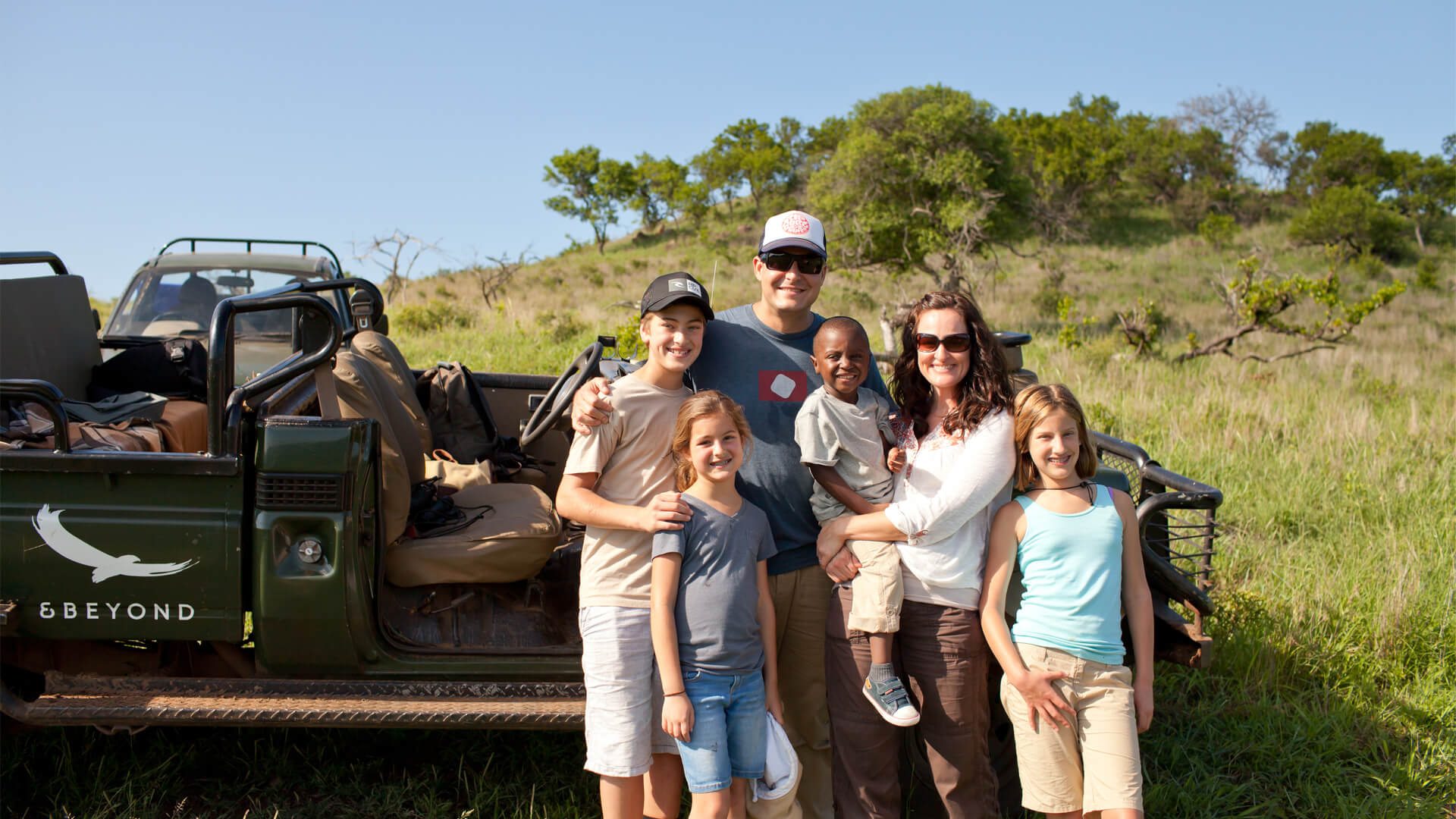 Multi-generational family on safari in Tanzania
